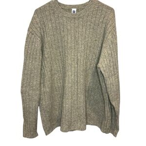 VTG GAP Sweater Mens XLarge Beige Fisherman Drop Needle Rib Crew 100% Lambswool